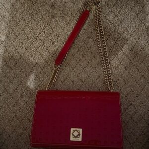 Arcadia Red Crossbody Bag with Gold Chain